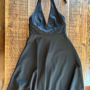 J Crew Black Halter V-Neck A-Line Dress